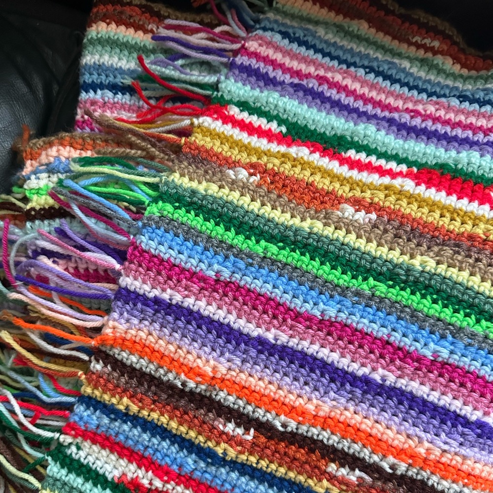 Vintage 1970’s Granny Knot Crocheted Rainbow